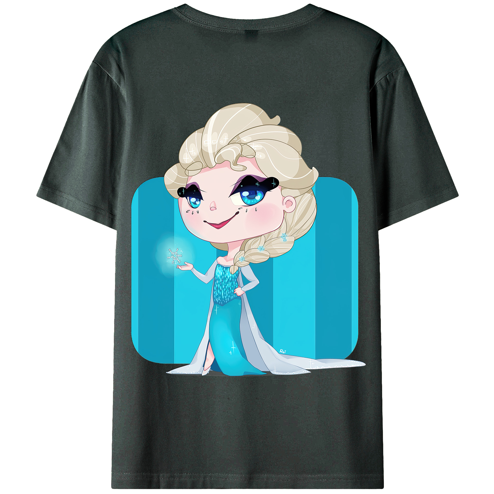 （画像用） アナと雪の女王 アンナ エルサ Frozen Anna Elsa 綿100％ メンズ半袖Tシャツ（バックプリント） 通気性